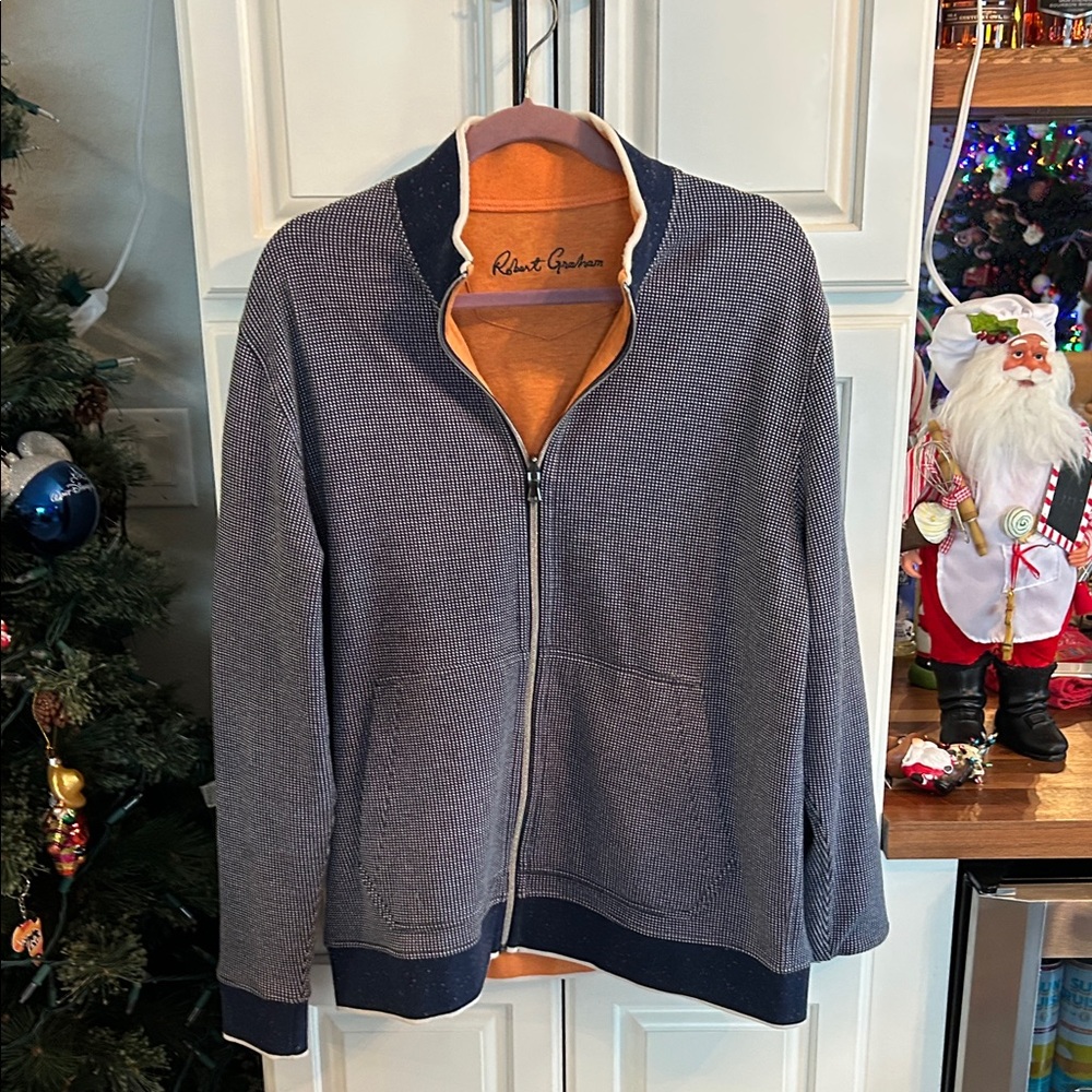 Robert Graham Mens reversible zip up sweater size Large
